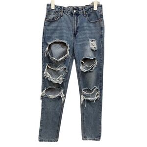 S.O.N.G Jeans Women's Size 5/27 Blue Denim Mom Jean High Rise Distressed 5Pocket